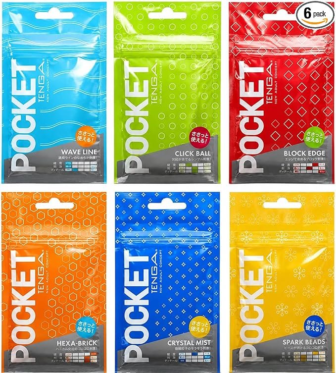 Tenga Pocket Disposable Male Masturbator 6-Piece Variety Pack