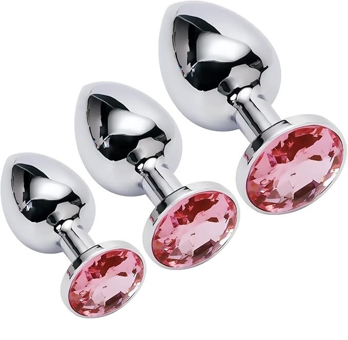 Premium 3-Piece Metallic Graduated Anal Plug Training Kit with Discreet Case