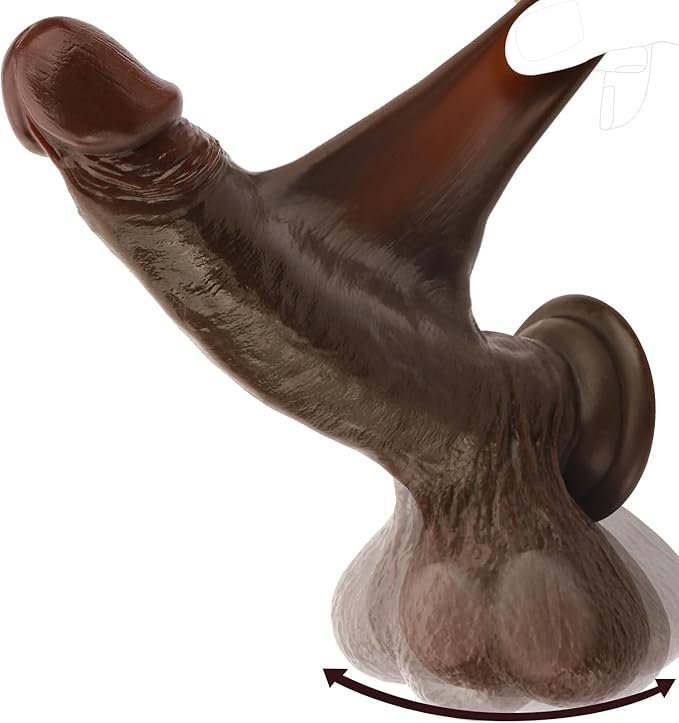Lifelike Swinging Balls Silicone Suction Dildo  