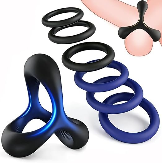 7-Piece Multi-Size Silicone Cock Ring and 3-in-1 Set