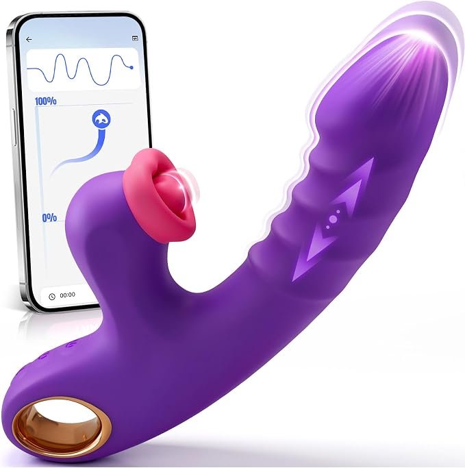 3-in-1 App-Controlled Thrusting, Licking & Rabbit Vibrator