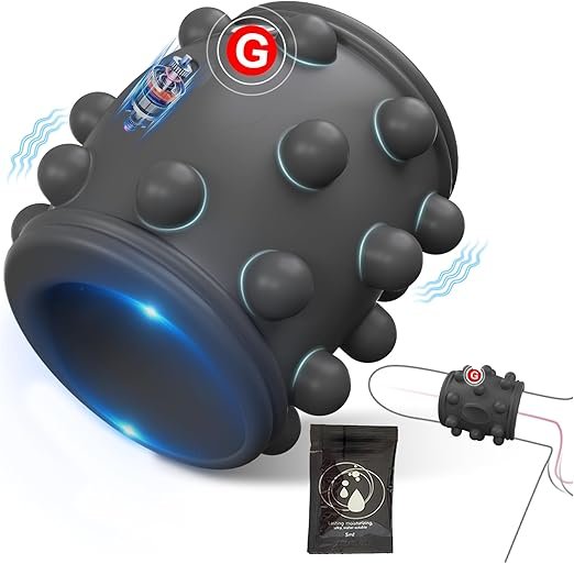 Premium 360° Beaded Vibrating Silicone Sleeve and Cock Ring