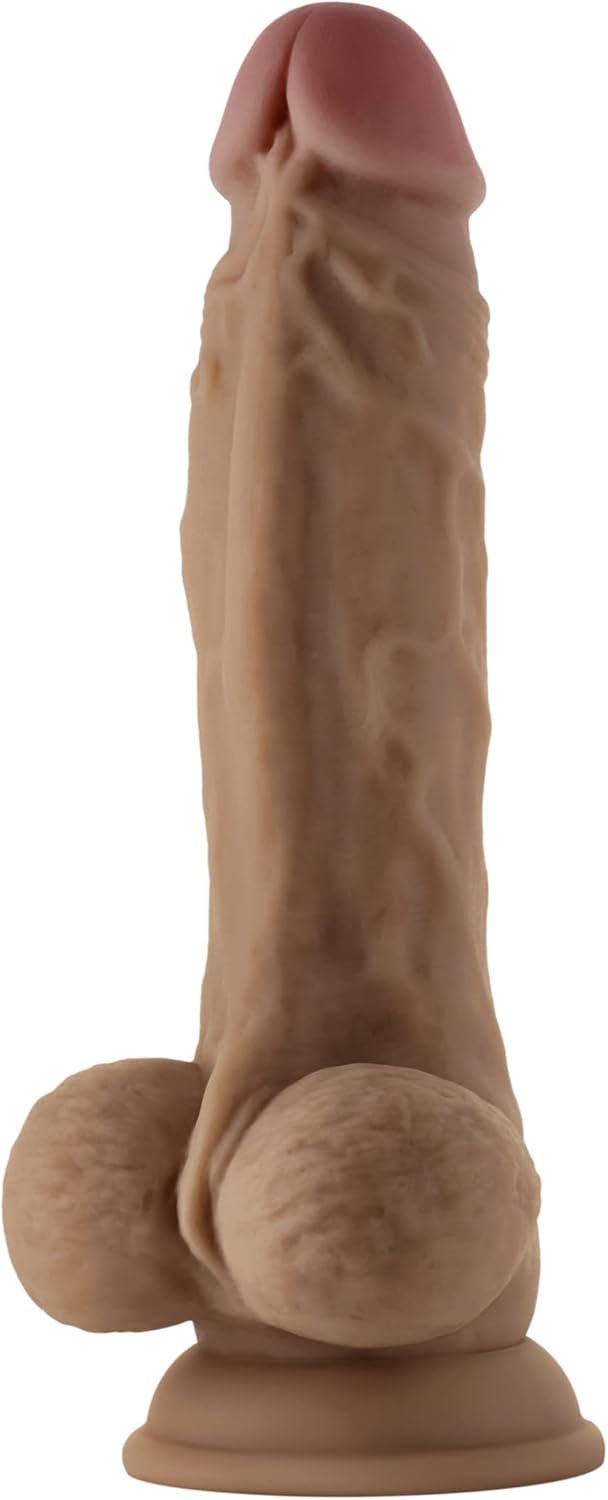 Shaft Model A 8.5 Inch Dual Density Silicone Dildo with Balls Oak
