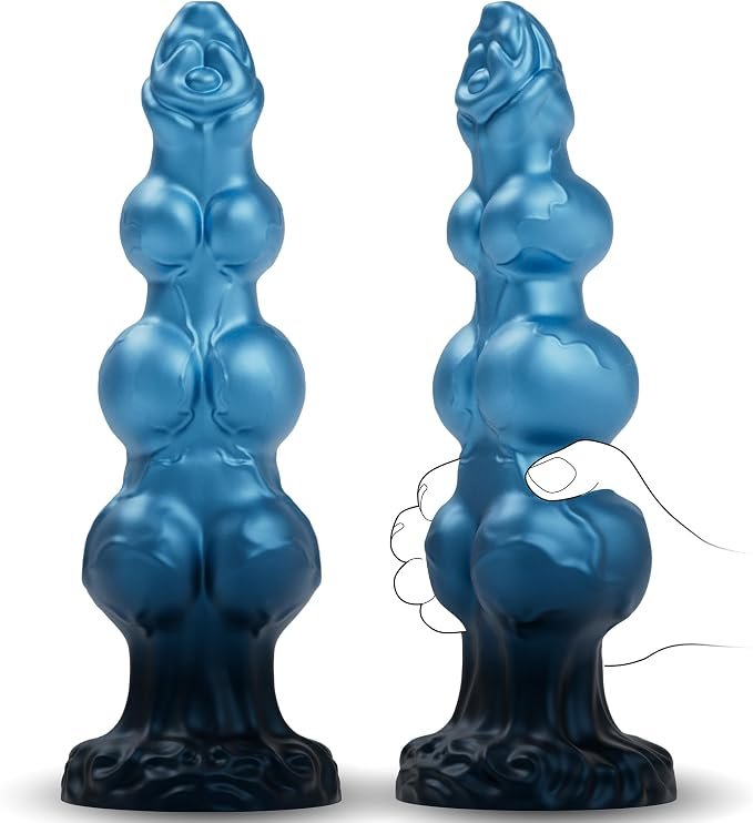 9.4-Inch Monster Silicone Dildo with 3 Knots & Suction Cup  
