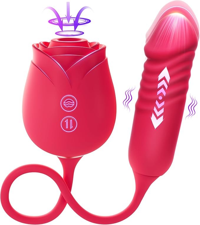 AI App-Controlled Rose Massager with Suction & Thrust Technology