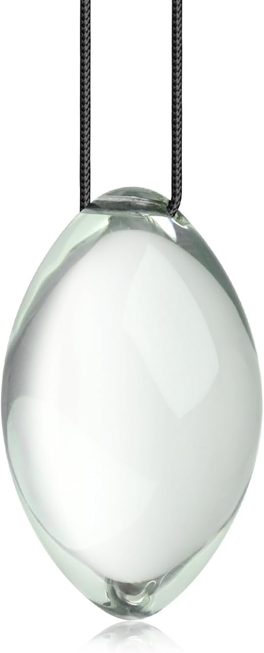Smooth Glass Egg-Shaped Anal Stretcher with Drawstring
