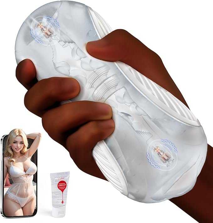 Transparent Dual-Motor App-Controlled Male Masturbator with Squeeze Suction