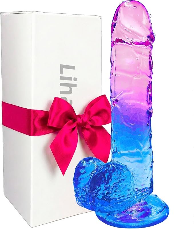 Blue and Purple Gradient Silicone Suction Dildo