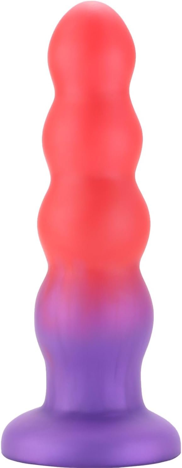 Premium Liquid Silicone Graduated 4-Bead Anal Plug with Suction Cup (6.3-Inch)