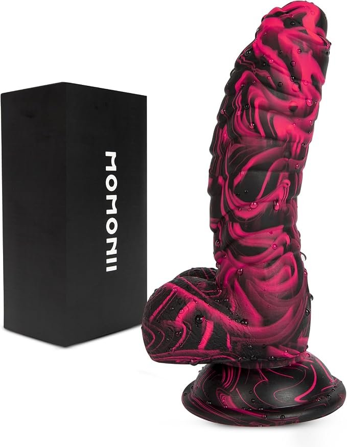 Fantasy Black and Pink Liquid Silicone Suction Dildo  