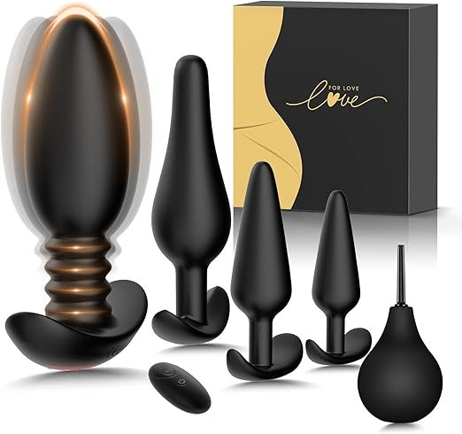 5-Piece Vibrating Butt Plug Training Kit and Enema Set