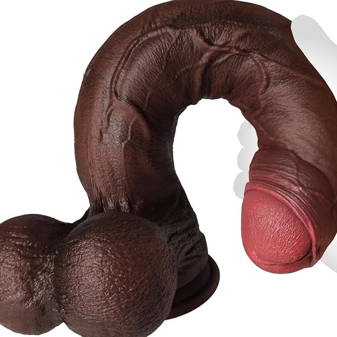 Realistic Uncut Bi-Color Silicone Suction Dildo 
