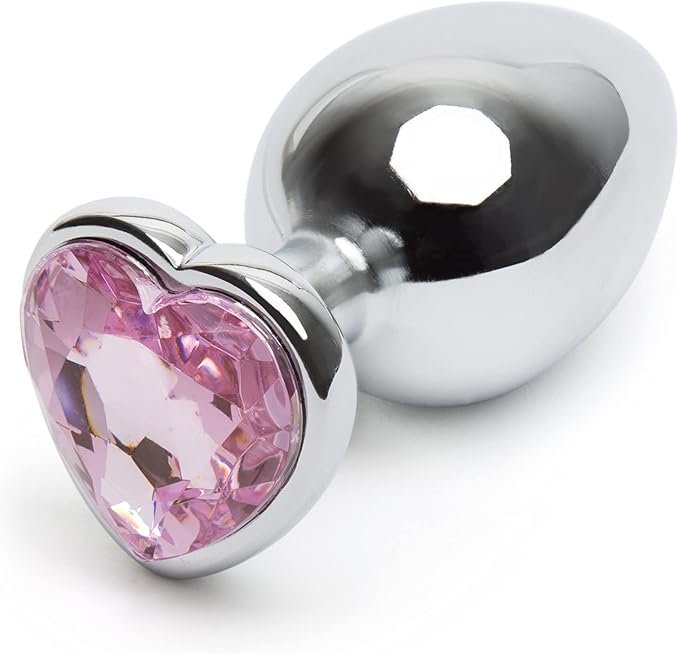 Premium Large Smooth Aluminum Alloy Metal Butt Plug with Jeweled Heart Base