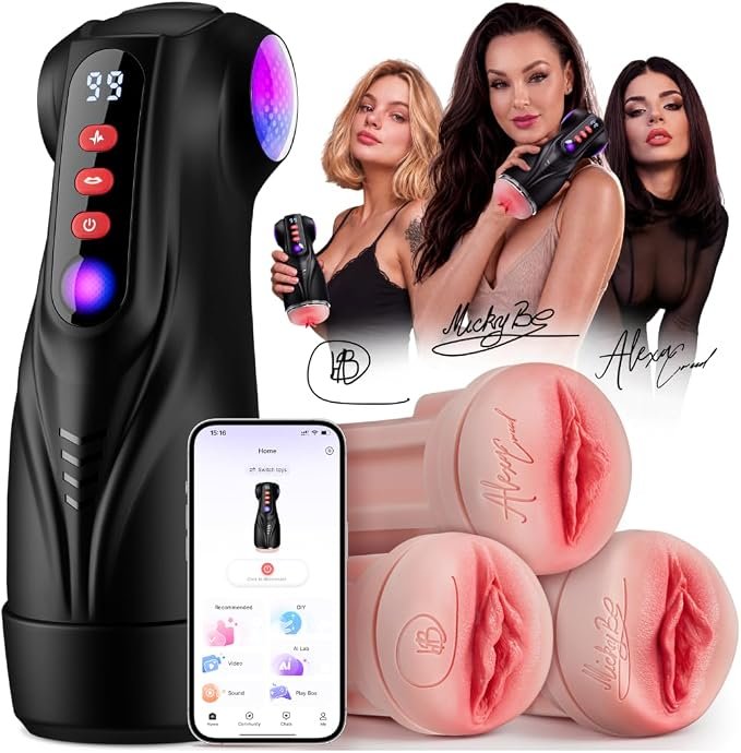 Uoffile 3-in-1 App-Controlled Replicas Vibrating Suction Male Masturbator