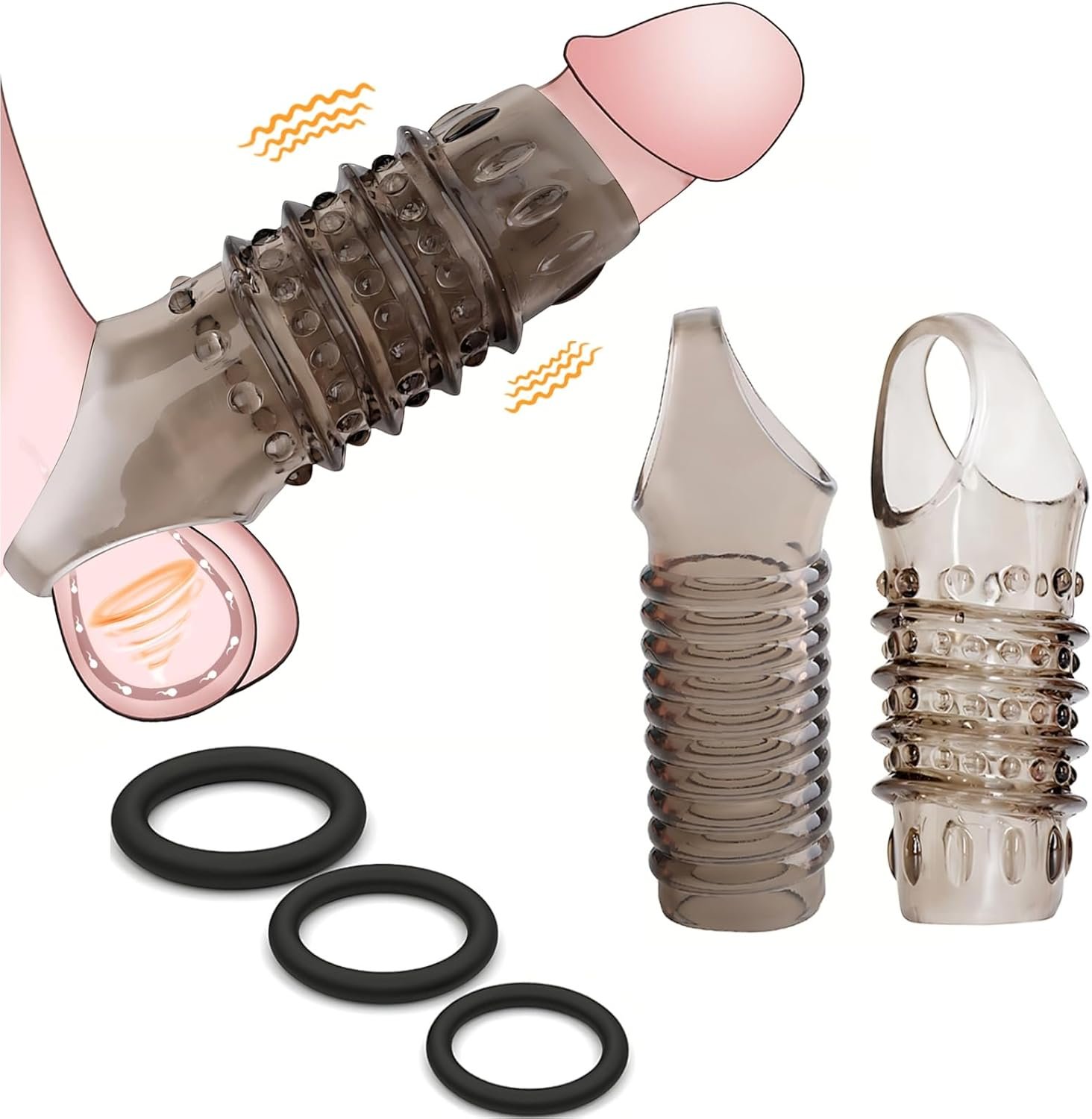 Penis Sleeve Silicone Cock Rings Set