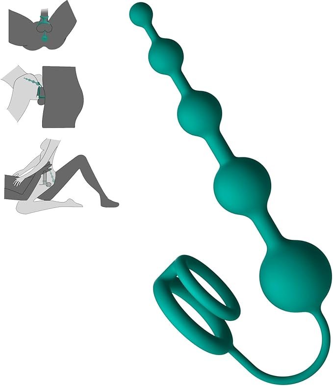 Premium Multi-Functional 3-in-1 Silicone Gradual Anal Bead & Dual-Cock Ring Set 