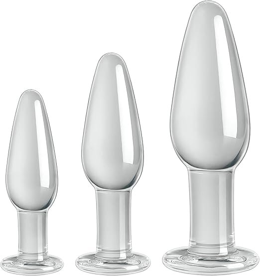3-Piece Progressive Glass Anal and Dual-Use Plug Set  