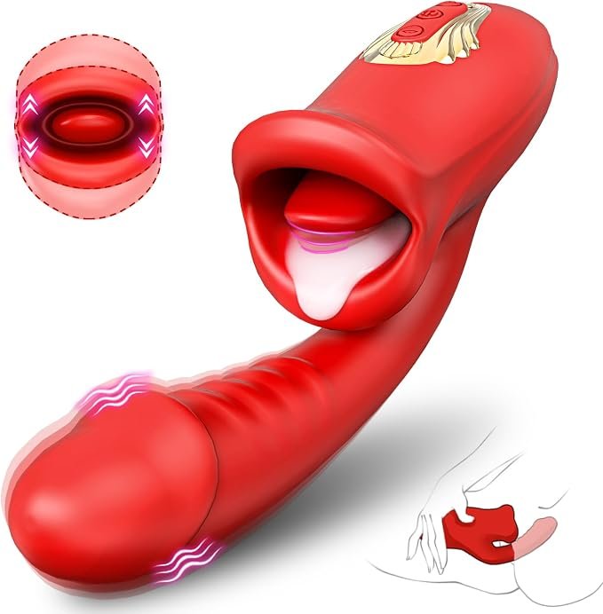 3-in-1 Biting and Licking G-Spot Rabbit Dildo Massager  