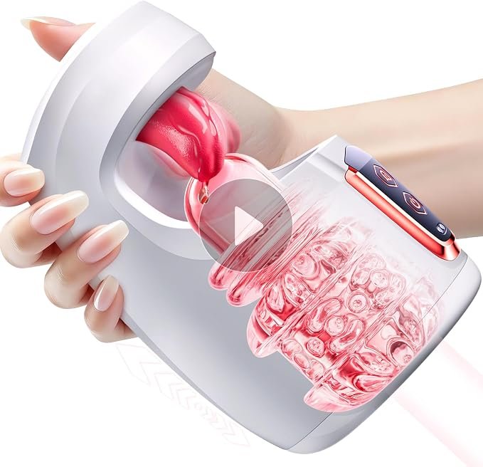 Dual-Motor Thrusting and Tongue Flapping Liquid TPE Male Masturbator
