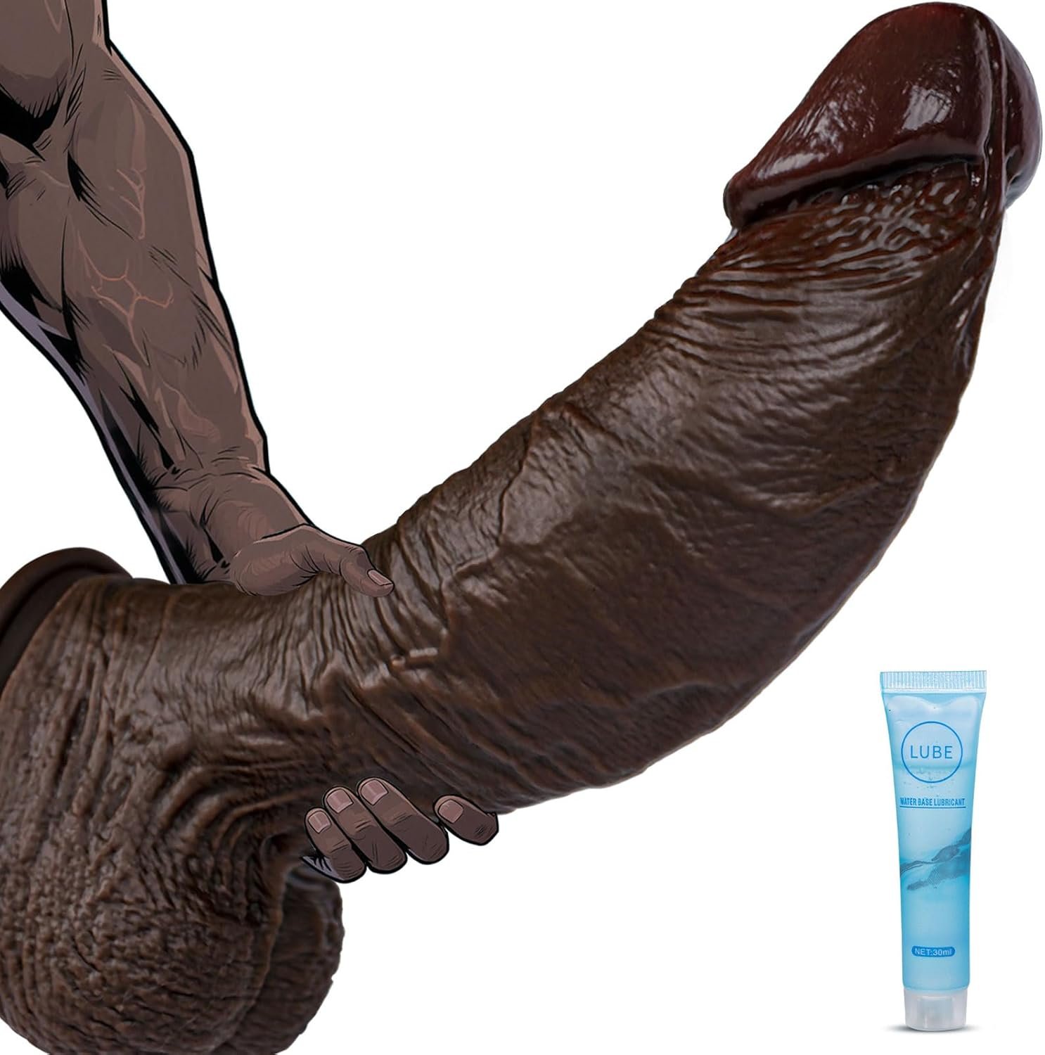 10.5'' Realistic Huge Thick Black Dildo
