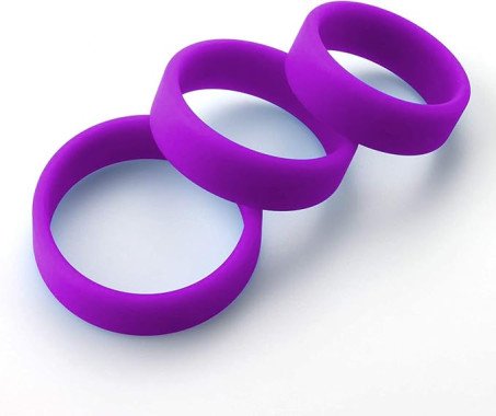 Premium 3-Pack Wide-Flat Band Silicone Constriction & Stamina Ring Set  
