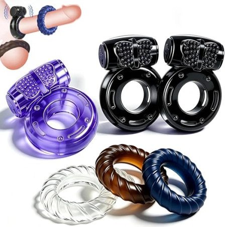 6-Pack Multi-Style Vibrating Intimate Ring Set 