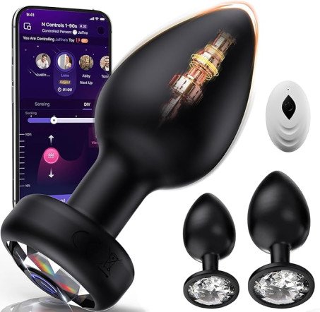 Triple-Frequency Rotating Prostate Massager & 3-Piece Anal Plug Set