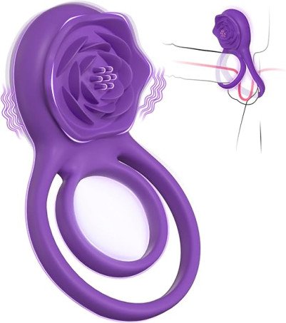 Linked Dual-Ring Rose Vibrating Couples Toy 