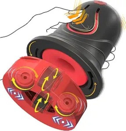 2-in-1 Detachable Rolling and VibratingMale Masturbator 