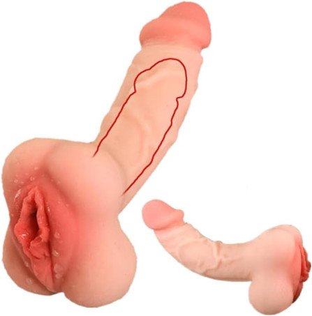 7Inch Realistic Dildo Male Masturbator with Pocket Pussy
