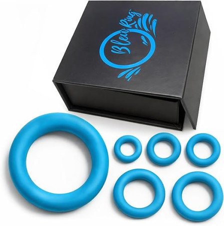 6-Piece Turquoise Silicone Cock Ring Set for Men