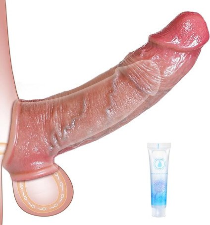 Premium Liquid Silicone Penis Extender Sleeve with Testicle Ring