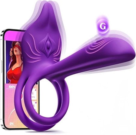 Fox-Shaped App-Controlled Vibrating Cock Ring & G-Spot Sleeve Set 