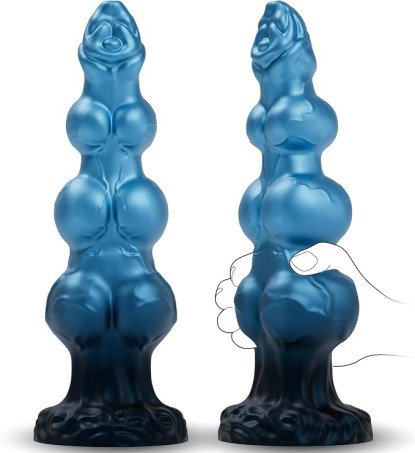9.4-Inch Monster Silicone Dildo with 3 Knots & Suction Cup  