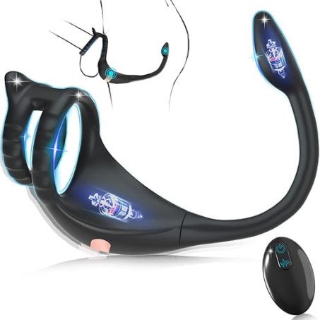 Vibrating Cock Ring and Anal Butt Plug Combo 