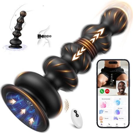 8-in-1 App-Controlled Thrusting and Vibrating Anal Beads & Prostate Massager  