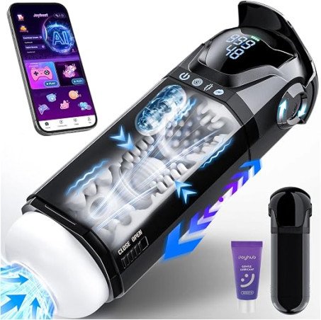 Sci-Fi App-Controlled Automatic Thrusting, Suction, and Vibrating Male Masturbator 
