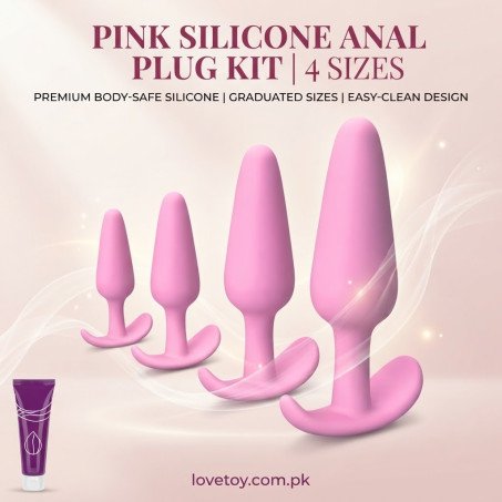 4-Piece Progressive Silicone Anal Plug Set with T-Bar Base In Pakistan