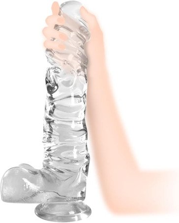 11.8-Inch XXL Transparent TPE Dildo with Suction Cup