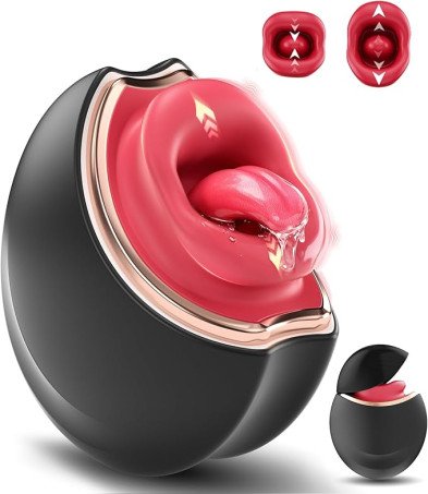 Vibrator Adult Sex Toys for Womens - 3IN1 Mouth Tongue Vibrators Rose Sex Toy with 10 Tongue Licking